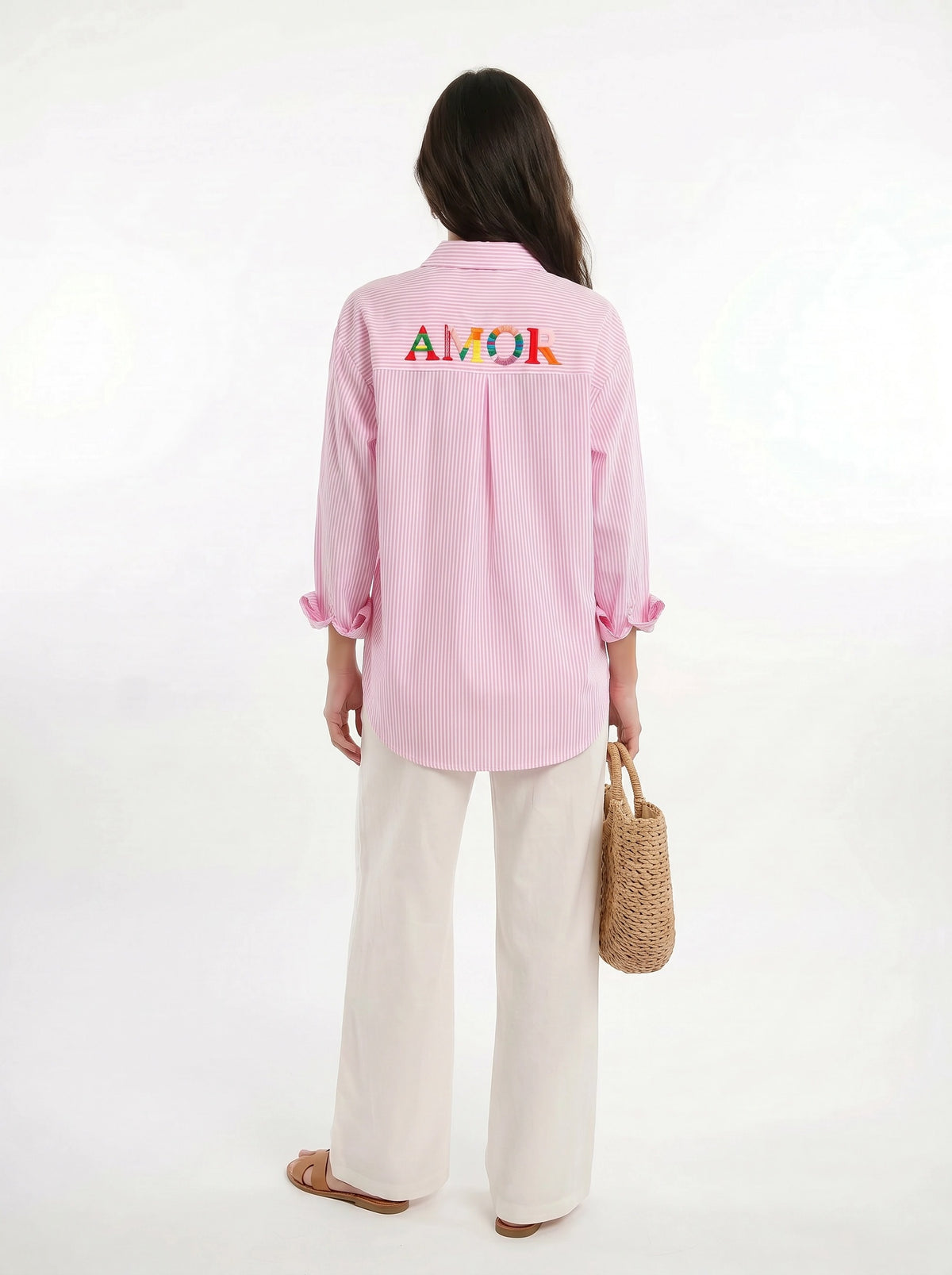 Amor Button Down Shirt Pink