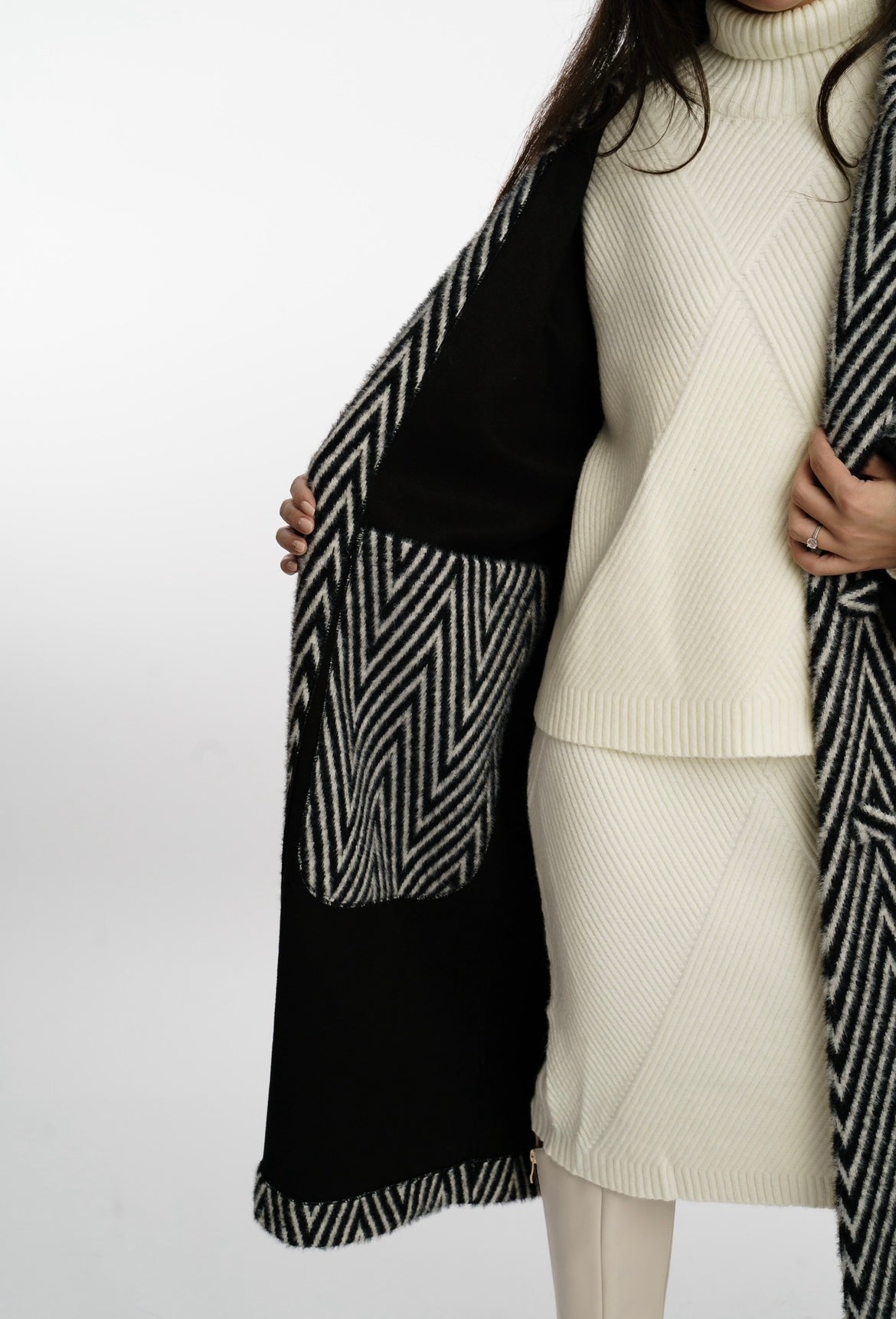 Giulia Reversibele Mantel Zwart