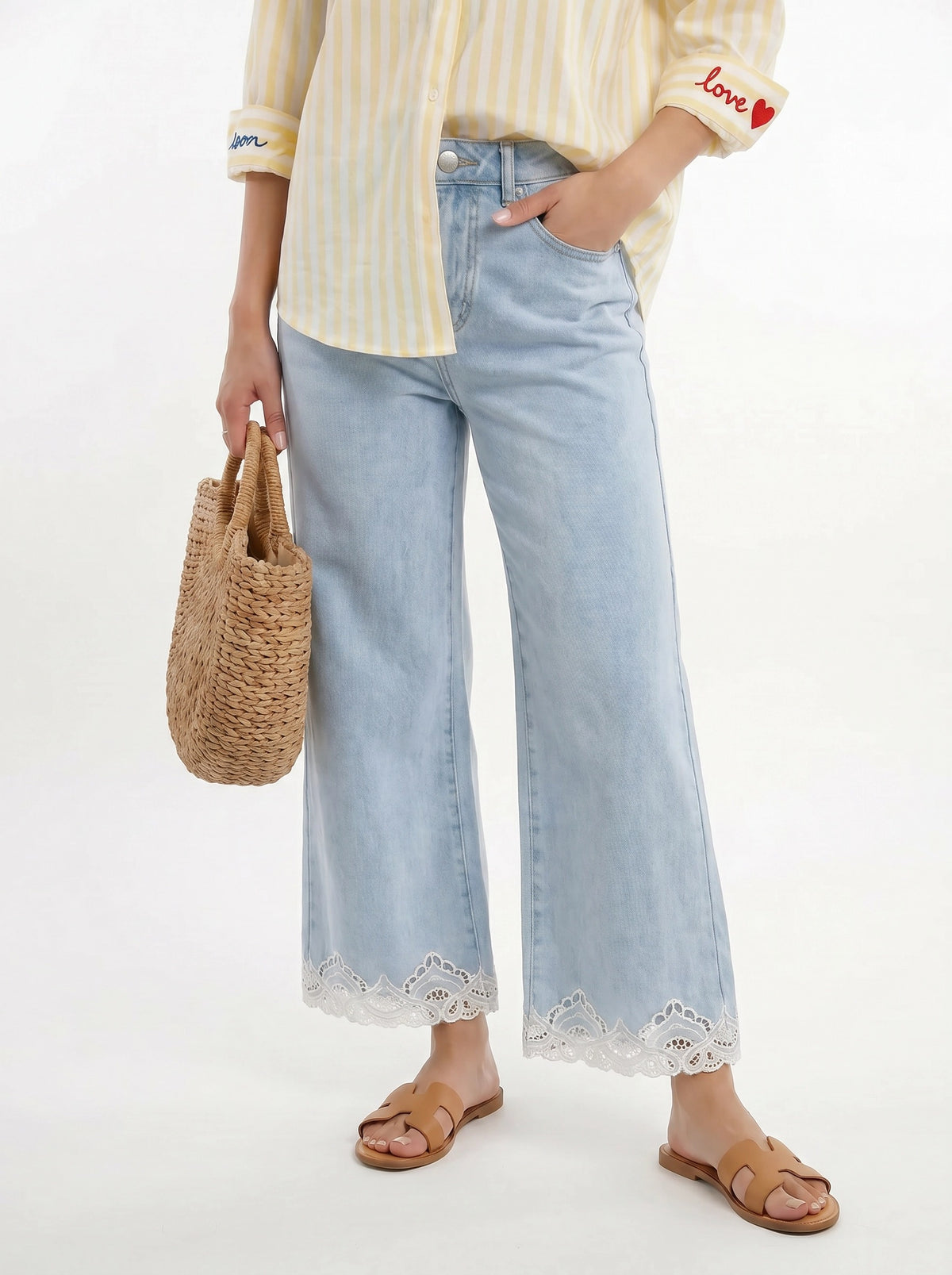 Heart Button Down Shirt Yellow