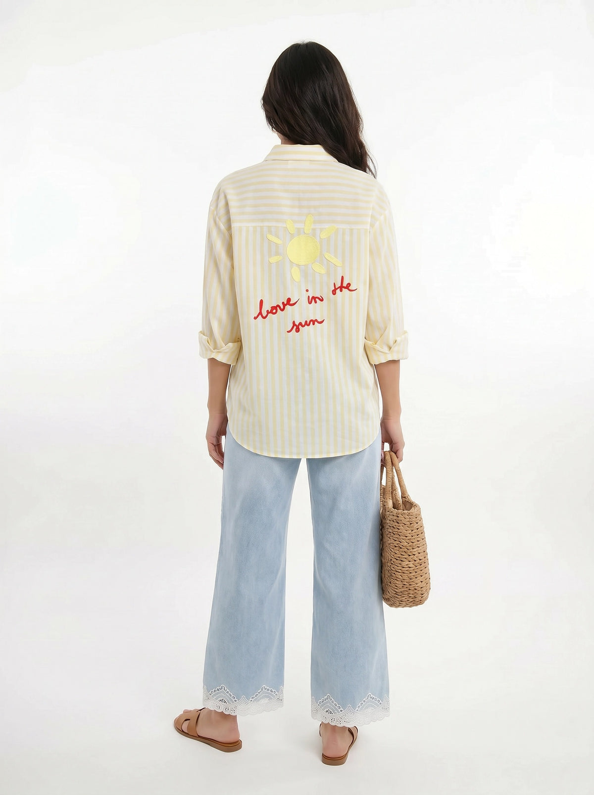 Heart Button Down Shirt Yellow