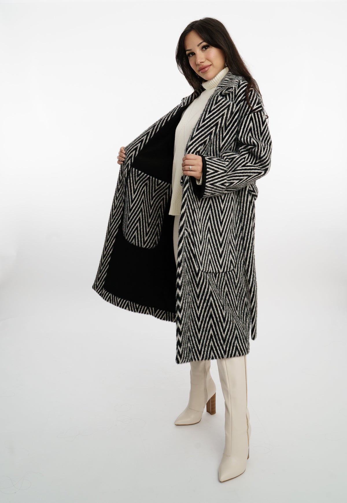 Giulia Reversibele Mantel Zwart