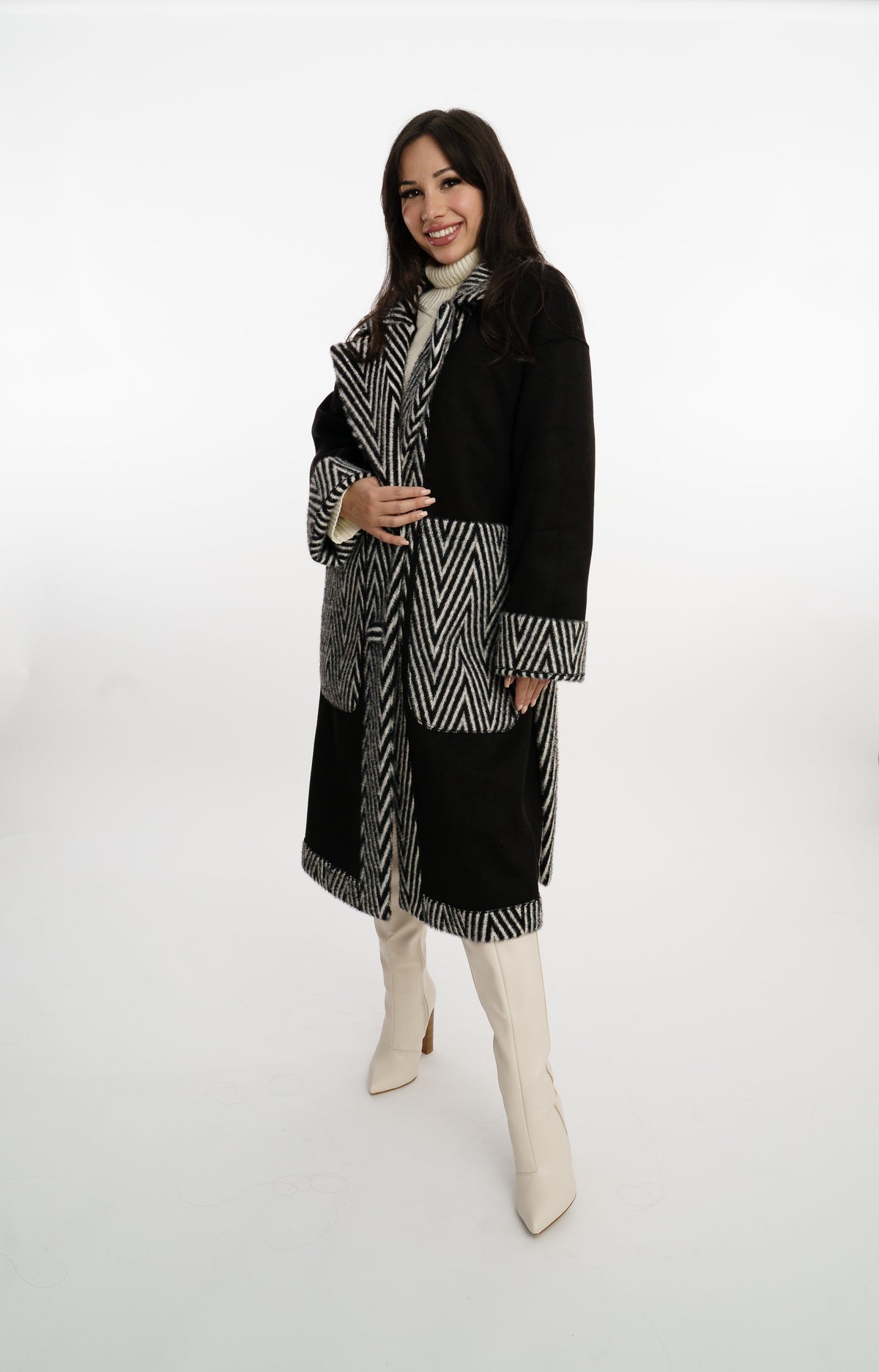 Giulia Reversibele Mantel Zwart
