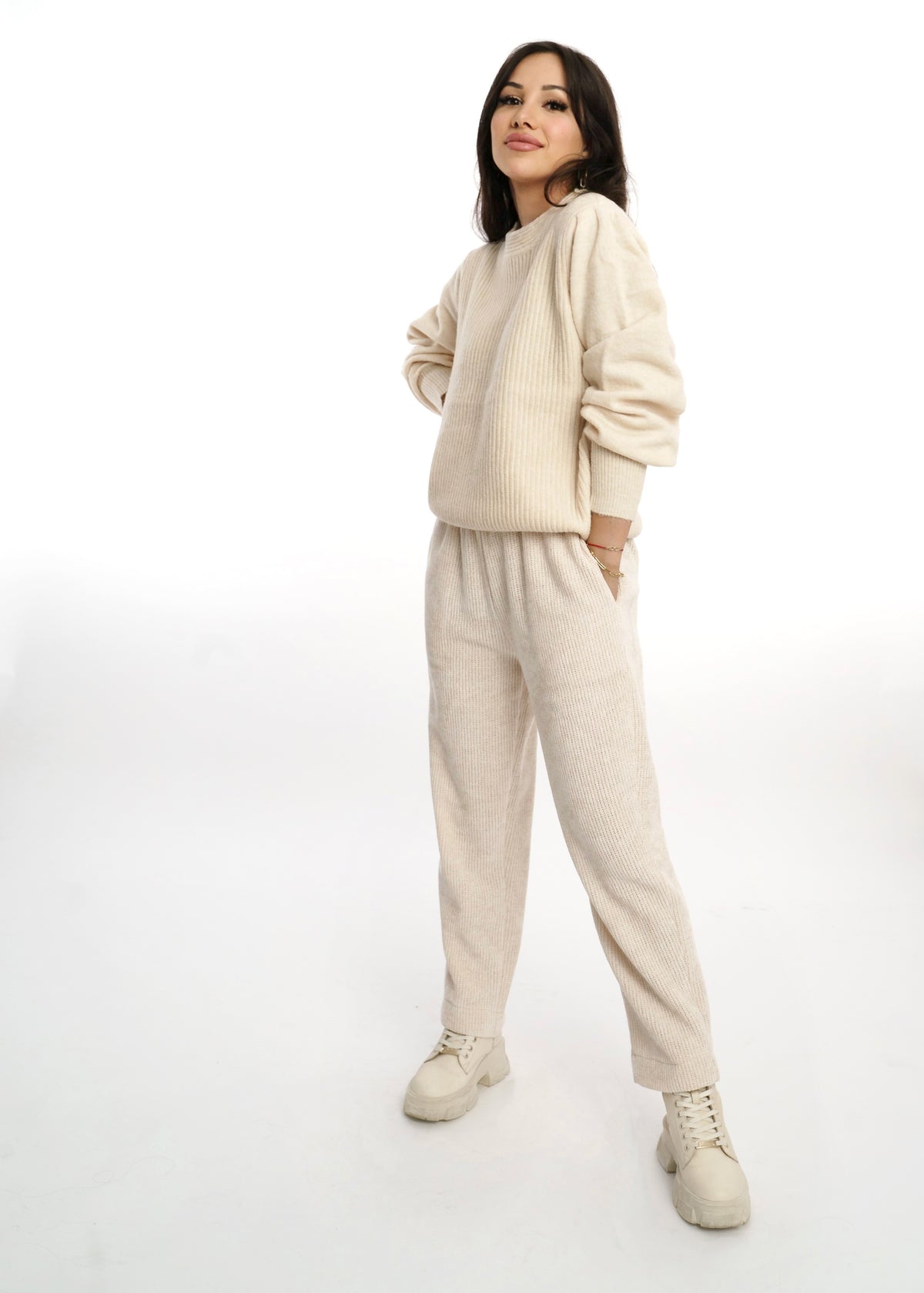 Altamira Velour Broek Ecru