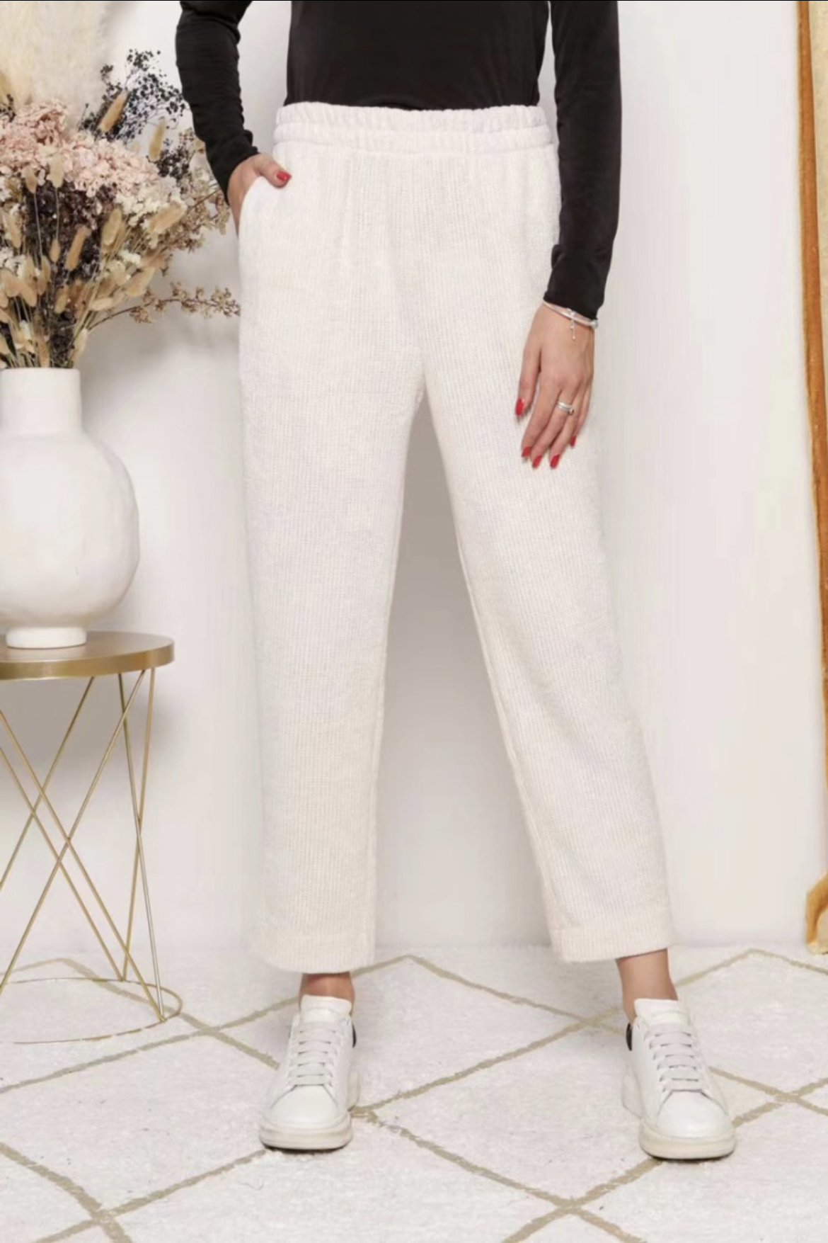 Altamira Velour Broek Ecru